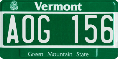 VT license plate AOG156