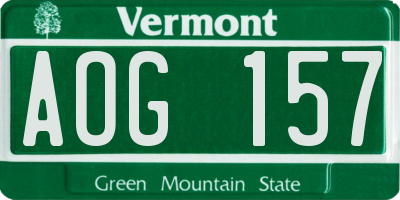 VT license plate AOG157