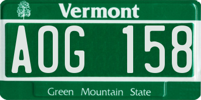 VT license plate AOG158
