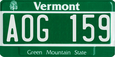 VT license plate AOG159