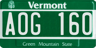 VT license plate AOG160