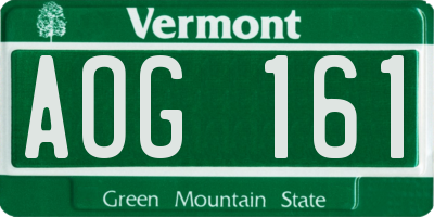 VT license plate AOG161