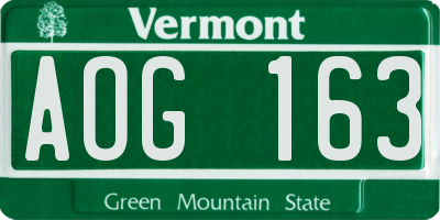 VT license plate AOG163