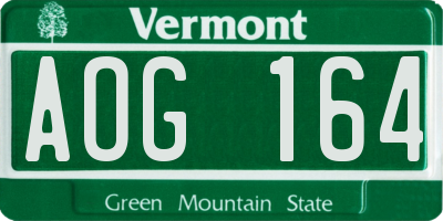 VT license plate AOG164