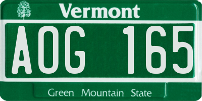VT license plate AOG165