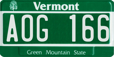 VT license plate AOG166