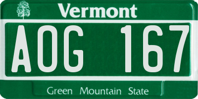 VT license plate AOG167