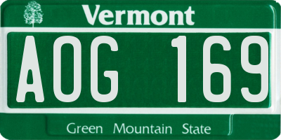VT license plate AOG169