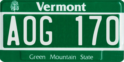 VT license plate AOG170