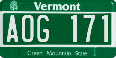 VT license plate AOG171