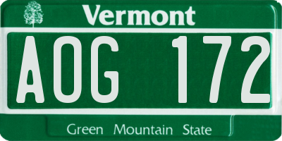VT license plate AOG172