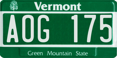 VT license plate AOG175