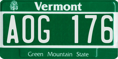 VT license plate AOG176