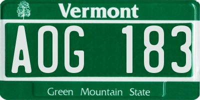 VT license plate AOG183