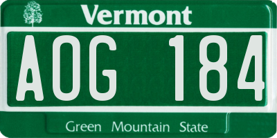 VT license plate AOG184