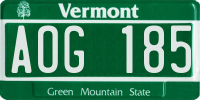 VT license plate AOG185