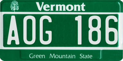 VT license plate AOG186