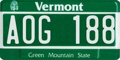 VT license plate AOG188