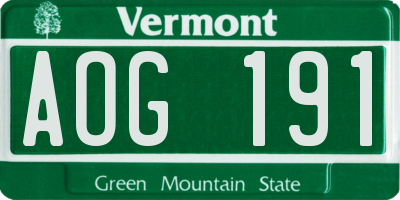 VT license plate AOG191