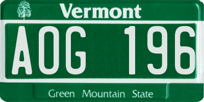VT license plate AOG196