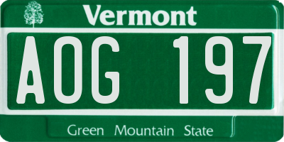 VT license plate AOG197