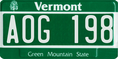 VT license plate AOG198