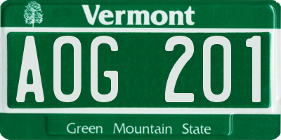 VT license plate AOG201