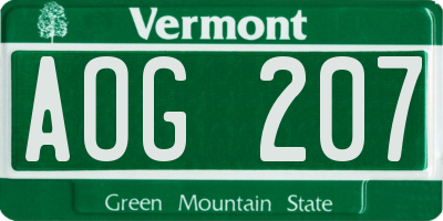 VT license plate AOG207