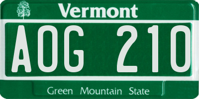 VT license plate AOG210