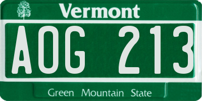 VT license plate AOG213