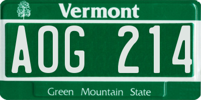 VT license plate AOG214