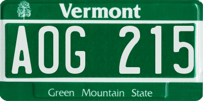 VT license plate AOG215