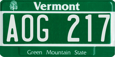 VT license plate AOG217