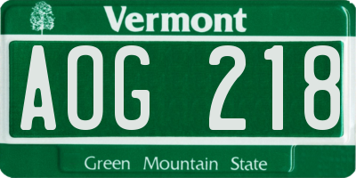 VT license plate AOG218