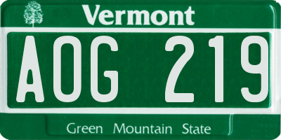 VT license plate AOG219