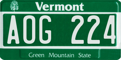 VT license plate AOG224