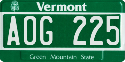 VT license plate AOG225