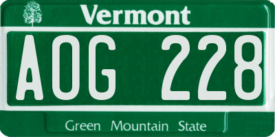 VT license plate AOG228