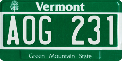 VT license plate AOG231