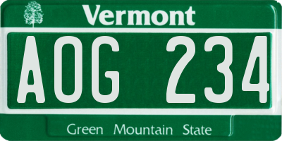 VT license plate AOG234