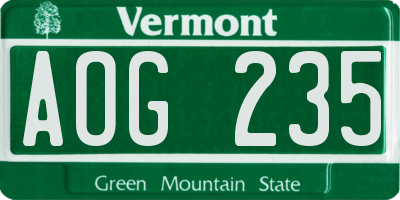 VT license plate AOG235