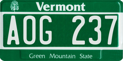 VT license plate AOG237