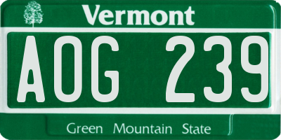 VT license plate AOG239