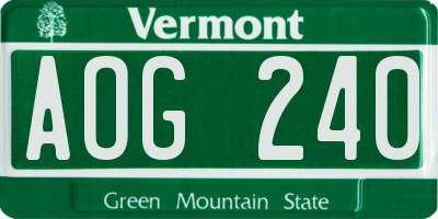 VT license plate AOG240