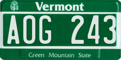 VT license plate AOG243