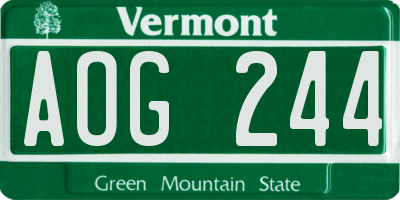 VT license plate AOG244