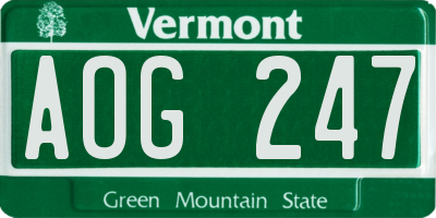VT license plate AOG247