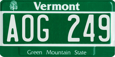 VT license plate AOG249