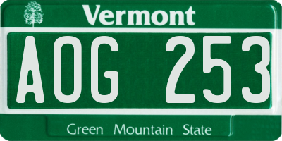 VT license plate AOG253