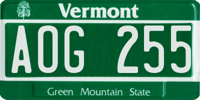 VT license plate AOG255
